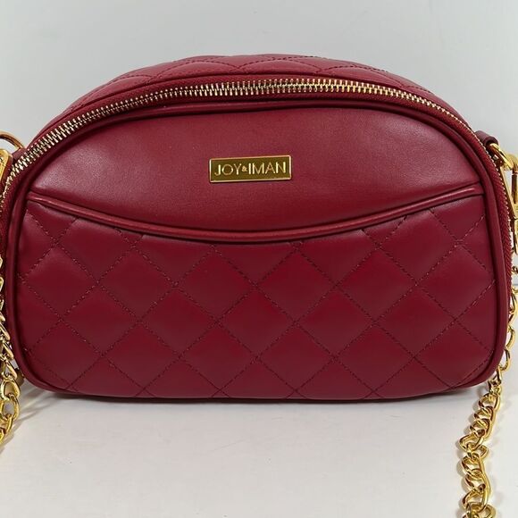 NWOT NWD Joy & Iman Red Diamond Quilted Leather Purse - Picture 2 of 15